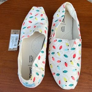 White Cream Toms Womens Shoes Toms Belmont Christmas Tree Lights Size 8.5